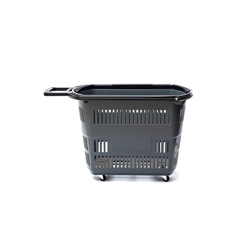 Supermarkt-Plastik kleiner vierrädriger Trolley-Einkaufskorb